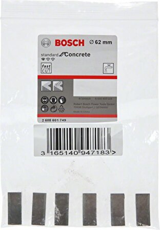 Bosch Sulu Elmas Karot Ucu Segmanı 62mm 1 1/4'' 6'lı 2608601749